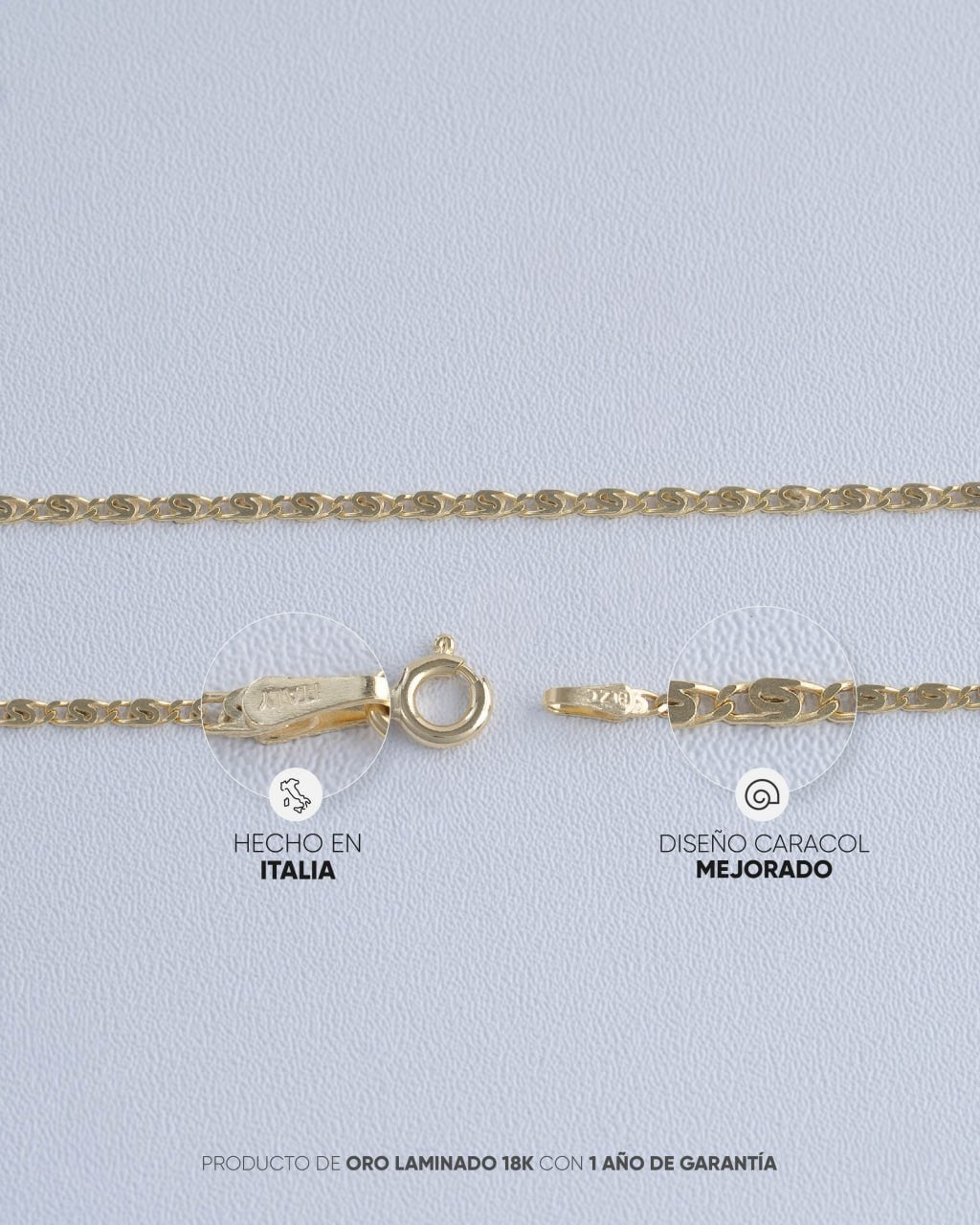 Cadena Caracol Plana 1.80 mm 45 Cms